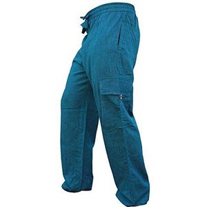 SHOPOHOLIC FASHION Heren elastische taille cargo broek effen hippie combat broek, Turkoois, XXL