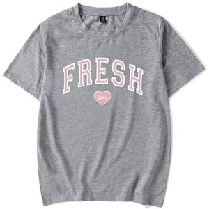 Fresh Love Tee Mannen Vrouwen Mode T-Shirt Unisex Jongens Meisjes Cool Korte Mouw Shirt Casual Zomer Kleding, Grijs, XXL