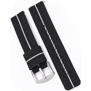 yeziu Sport Nylon Canvas watch Strap for Samsung Smart Watch Bracelet for Huawei 46MM 42MM Active Gear S3 Frontier(Color:Bkwh01,Size:22mm)