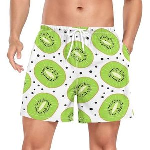 Niigeu Polka Dots Green Kiwi Fruit Zwembroek voor heren, sneldrogend, met zakken, Leuke mode, S
