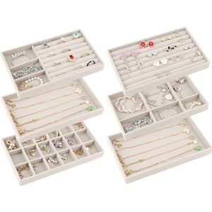 talifoca Sieradendienblad, 6 stuks, sieradenorganizer, stapelbaar, sieradeninzet voor laden, lade-inzetstuk voor halskettingen, armbanden, oorbellen, ringen, horloges