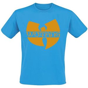 Wu-Tang Clan Tekst Logo Heren T-shirt Blauw L 100% Katoen Regular