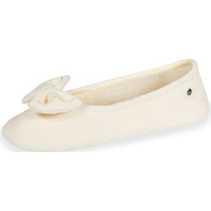 Isotoner - Ballerina's - Ivoor - Zeer Comfortabele Dames Sloffen - Zool van Leer