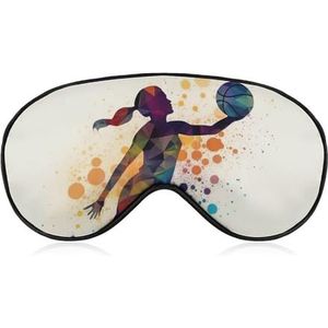 Basketbal meisje patroon slaapmasker, licht blokkerend oogmasker, comfortabel en zacht, oogbedekking met elastiek, geschikt voor mannen en vrouwen, geschikt voor reizen en slapen