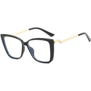 Halloween cadeau, Brilmonturen met glazen titanium vierkant cat eye multicolor unisex(Black and White)