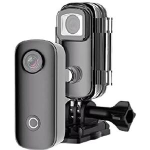 Actiecamera Mini-duimcamera 1080P30FPS / 4K30FPS H.265 12MP 2.4G WiFi 30M waterdichte behuizing Action Sport DV-camcorder (Color : Giallo, Size : C100Plus add 128GB)