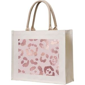 YWSOTRE Luipaard Print Cheetah Rose Goud, Tote Bag Canvas Tas Winkelen Handtas Kruidenier Tassen, Multifunctionele Schoudertassen, zoals afgebeeld, Eén maat