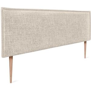 DHOME Hoofdeinde van natuurlijk linnen, glad, met trim, gevoerd, voor slaapkamer, modern, top trending (natuurlijk linnen, 150 x 105 cm met voeten (bedden van 150/160 cm))