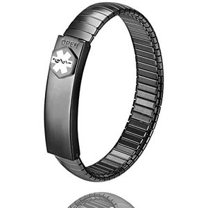 EnerCoppeX - SOS Medical Alert - Medische Leven-noodsituatie Armband - Roestvrij Staal - 7.48 inches
