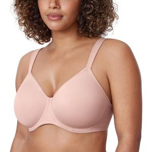 DELIMIRA Minimizer-beha Voor Dames Met Volledige Dekking Plus Size Niet-gewatteerde Steun zachte roos 75E