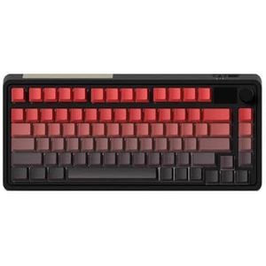 QPSJXN CMK75 Mechanisch toetsenbord met 82 toetsen met TFT-display, hot swappable RGB 2.4G draadloze Bluetooth en bekabelde compatibiliteit PBT-keycap (zwart rood)