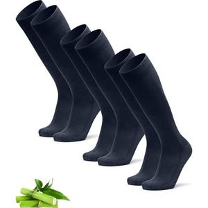 DANISH ENDURANCE Kniekousen van Bamboe, Dames & Heren, Superzacht & Ademend, 3 paar Marineblauw 43-47