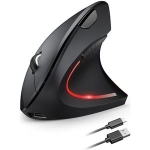 TECKNET Ergonomische draadloze muis, 2,4 GHz, verticale muis, oplaadbaar, 4800 dpi, instelbare dpi, 5 niveaus, stil, 6 toetsen, universeel voor pc/Mac/laptops