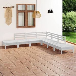 CBLDF 7 Delige Tuin Lounge Set Massief Pinewood Wit