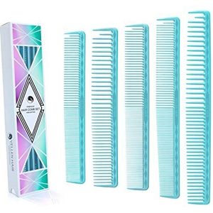 Vellen Hair Ultieme snijkam voor mannen en vrouwen, onbreekbaar PEI-materiaal 220 °C hittebestendige kapperskammen voor kappers, kleine kammen, fijne tanden en extra brede tandkammen voor haarstylist