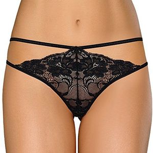 Axami string van kant, hoge kwaliteit, met dubbele elastiek, zwart, Taille L, Zwart