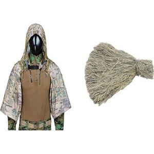 Sniper Camouflage Combat Ghillie Suit Foundation Outdoor Schieten Jacht DIY Ghillie Jas Set Met Garen (Kleur: Hemelsblauw, Maat: One size)