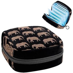 Opbergtas voor maandverband, menstruatiekit tas voor school, menstruatiecup zakje, maandverband organizertas, decoratieve bruine olifant