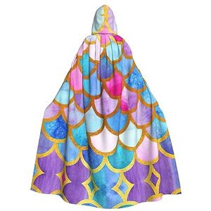 SSIMOO Kleurrijke regenboog betoverende volwassen cape met capuchon voor Halloween en feestkostuums-modieuze damesgewaden, capes