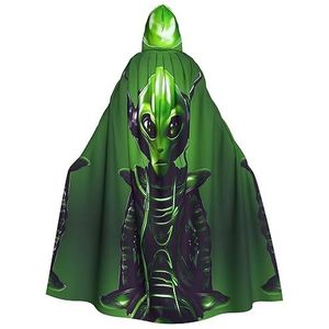 OdDdot heksenmantel, mantel met capuchon voor vrouwen, volwassen Halloween kostuums cape, heks cosplay cape-groen lang oor alien