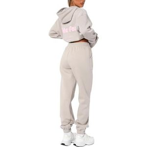 CheJooe Witte Fox Dupe Hoodie Trainingspak Womens Leisure Suits Dames 2 Stuk Warme Outfit Volledige Set Activewear Gym Wear Jogger Track Suits Womens Kleding, Tijdperk 8-Abrikoos, XL