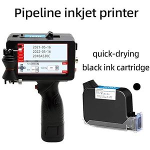 Handheld inkjetprinter, Handheld Pipe Inkjet Printer, Steel Pipe Kabel Label Lot Code Machine Draagbare Printer, Sneldrogende Kleur Vervagingsbestendig,Kantoorprinter(Printer - Black Ink)