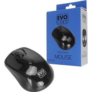 Evo Labs MO-234WBLK Wireless Mouse 2.4GHz with USB Mini Receiver 800 DPI Optical Tracking Ambidextrous Design for PC/Mac/Laptop Gloss Black