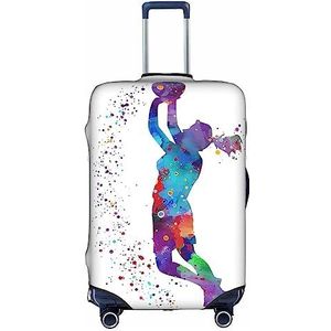 Dehiwi Basketbal Meisje Patroon Bagage Cover Reizen Stofdichte Koffer Cover Rits Sluiting Koffer Protector Fit 18-32 Inch Bagage, Wit, XL