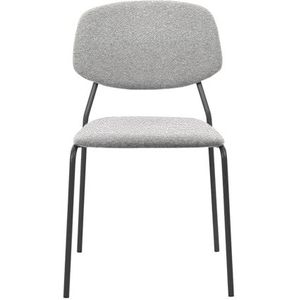 Glam_ee JAZZ stoel, design keuken-, restaurant- en kantoorstoel, antraciet gelakt metalen frame, Aquacleanlori grijze stof