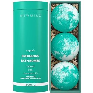 Menthol Fizzing Bath Bomb Eucalyptus Peppermunt Epsom Salt - Refreshing & Energizing - Luxe Bubble Spa met je essentiële olie geïnfuseerde badolie - Post Workout Sore Spieren Recovery Gift