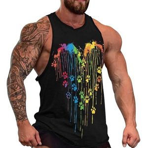 Tie Dye Kleurrijke Hond Poot Hart Mannen Tank Top Causale Mouwloze T Shirt Gym Atletische Spier Tee Strand Vest