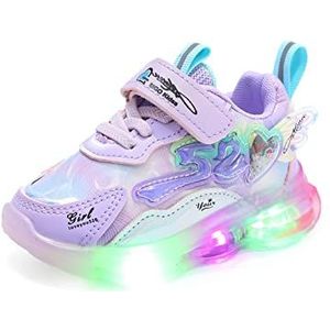 Interessante LED-lichtgevende schoenen for meisjes Kids Princess Flashing Lightning Shoes Sneakers, Fashing Trainers Sports Running Athletic Shoes for Birthday Halloween Christmas Day (21-30) (Color