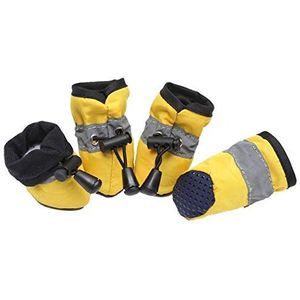 Hongtai 4 stuks waterdichte Dog schoenen for kleine honden Chihuahua Verstelbare Reflecterende Regenlaarzen puppyhuisdier Cat Socks laarsjes Pet Products (Color : Yellow, Size : 7)