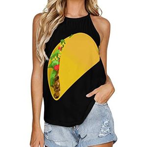 Taco Tanktop voor dames, zomer, mouwloos, T-shirts, halter, casual vest, blouse, print, T-shirt, 2XL