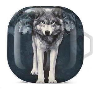 Wolf's Shadow Earbuds Case Compatibel met Samsung Hard Shell Beschermhoes Wit-Stijl