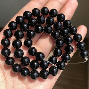 Natuurlijke oranje jades Chalcedoon stenen kralen losse ronde kralen voor sieraden maken 15 inch streng 6 8 10 12mm doe-het-zelf armband ketting - zwarte agaat - 10 mm 36 stuks kralen