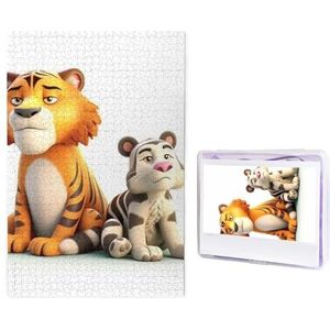 Leuke kleine dieren puzzels 1000 stuks gepersonaliseerde legpuzzels voor volwassenen gepersonaliseerde foto met opbergtas puzzel houten foto's puzzel voor familie woondecoratie (50 cm x 74,9 cm)