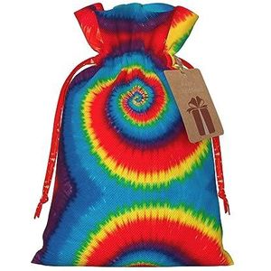 Tie Dye Patroon Print Vakantie Trekkoord Geschenkzakken, Inpakzakken Zakken Xmas Cadeaus (Medium Klein)