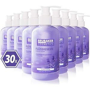 BRUBAKER Cosmetics 30 Pack Handzeep Vloeibare Zeep Lavender - 30 X 240 ML in een Praktische Dispenser - Reinigt Zacht en Hydrateert