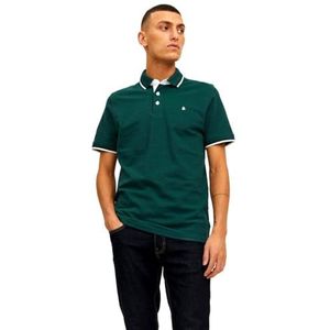 JACK & JONES Men Slim Fit Polo Shirt | JJEPAULOS Uni Summer Shirt | Collar Shortsleeve Basic Pique Cotton, Colour:Green-4, Size:L
