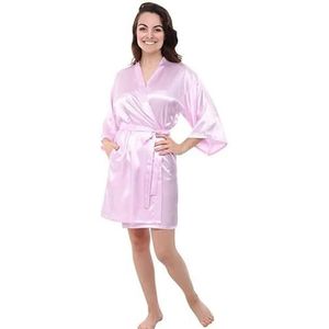 JMORCO Satijnen Gewaad Vrouwen Zijde Satijn Korte Nacht Gewaad Effen Kimono Gewaad Mode Badjas Sexy Badjas Bruiloft Bruid Bruidsmeisje Gewaad, roze, XL
