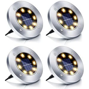 Boadw Solar straatlantaarn 4 LED solar tuinverlichting Solar tuinverlichting Waterdicht wit [energie-efficiëntie niveau A+)