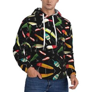 TTIGLHOH Vissen Lokken Winter Hoodies Voor Mannen Fleece Gevoerde Sherpa Trui Kangoeroe Pocket Comfort Fit, Winter Sweatshirt, Zwart, M