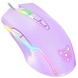 NEWSTYP Leuke RGB 6400 DPI Bedrade Gaming Muis Ademhaling LED Optische USB 7 Knoppen Gamer Computer Roze Muizen voor Laptop PC Desktop (paars)