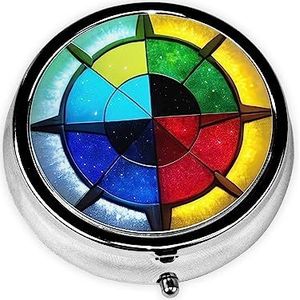 Glans in alle richtingen Draagbare pillendoos, 3 compartimenten medicijnpillenetui, bedrukte pillenorganizer voor zakportemonnee en reizen