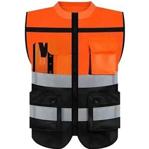 Generic Reflecterend vest Hoge zichtbaarheidsvest met zakken Fietswerkkleding, XXXL