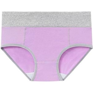 yeeplant Driehoekige Cool Grote Korte Panty, Dames Meisje Voor Mode Eenvoudig Katoen Ondergoed Stretchy Mode Elastische Onderbroek Vrouwen Huidvriendelijk, Paars & Grijs, XL