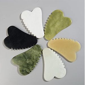 Zaagtand Gua Sha Massage Gereedschap Jade Stone Gouache Schraper voor Lichaam Meridiaan Schrapen Gezicht Lifting Afslanken Huid Detox Schoonheid 1 Stks (Kleur: Geel)