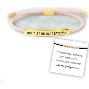 Don't Let The Hard Days Win Tube Bracelet, Adjustable Hand Braided Wrap Tube Bracelet, Couple Bracelet, Inspirational Bracelets Jewelry Gifts for Women Men Best Friend Teen (Pink-Gold)