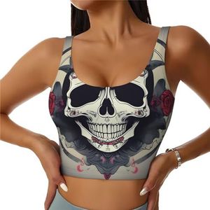 Schedel Yoga Print Comfortabel Vrouwen Sport Vest Yoga Workout Vest voor Vrouwen Lichtgewicht Zomer, Zwart, S
